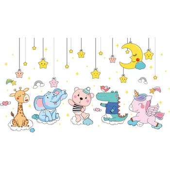 [SHIJUEHEZI] Loomad Seina Kleebised DIY Cartoon Tähtede Kuu Seina Kleebised Lastele Toad Beebi Magamistoas Lasteaed Kodu Kaunistamiseks