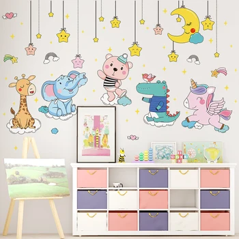 [SHIJUEHEZI] Loomad Seina Kleebised DIY Cartoon Tähtede Kuu Seina Kleebised Lastele Toad Beebi Magamistoas Lasteaed Kodu Kaunistamiseks