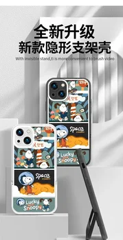 Snoopy space astronaut kutsikas läbipaistev Telefon Case For iPhone 14 13 12 11 Pro Max Xr, Xs Max 7 8 14 Pluss Juhul Armas Bracket Cover