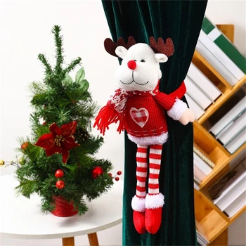 Creative Christmas Kardin Lukk Ornament Santa/Põder/Lumememm Mannekeeni Teenetemärgi Kodus Uue Aasta Decor 2024 Navidad Kingitus