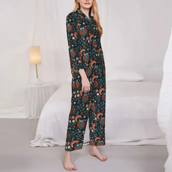 Põhjamaade Öökull Sleepwear Sügisel Multikas Loomade Casual Liiga Pajama Komplekti Naiste Pikkade Varrukatega Kawaii Kodu Kohandatud Nightwear