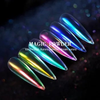 6 värvi Jää Läbipaistev Peegel Merineitsi Pulber Küünte Chrome UV Gel Pigment Magic Tolmu Pulber Laser Nail Art Teenetemärgid